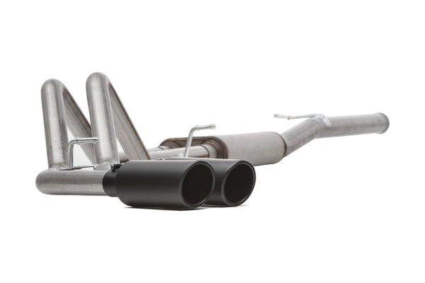 Gibson 15-22 Chevrolet Colorado LT 2.5L 2.25in Cat-Back Dual Sport Exhaust - Black Elite - Bull Strap
