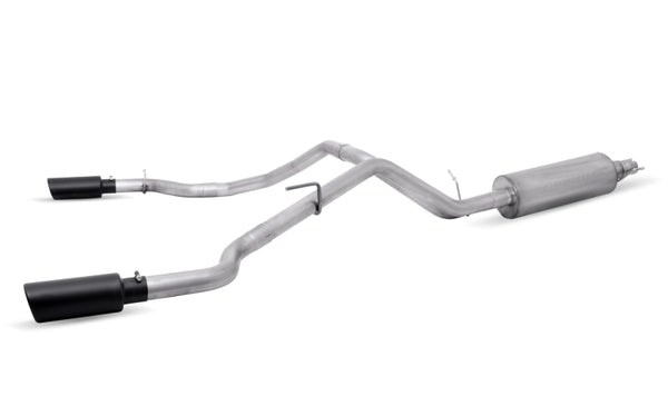 Gibson 19-22 Ford Ranger Lariat 2.3L 2.5in Cat-Back Dual Sport Exhaust - Black Elite - Bull Strap