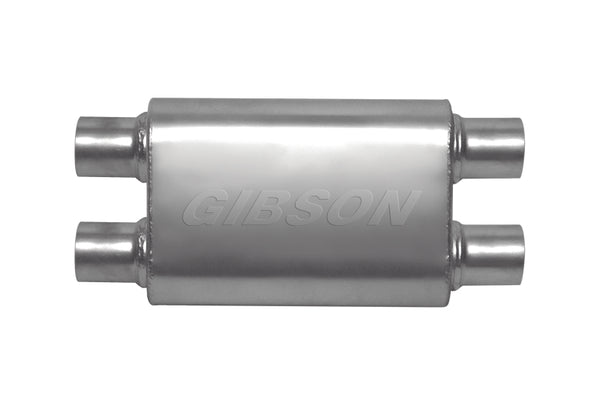 Gibson CFT Superflow Dual/Dual Oval Muffler - 4x9x13in/2.25in Inlet/2.25in Outlet - Stainless - Bull Strap