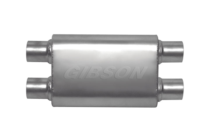 Gibson CFT Superflow Dual/Dual Oval Muffler - 4x9x13in/2.25in Inlet/2.25in Outlet - Stainless - Bull Strap