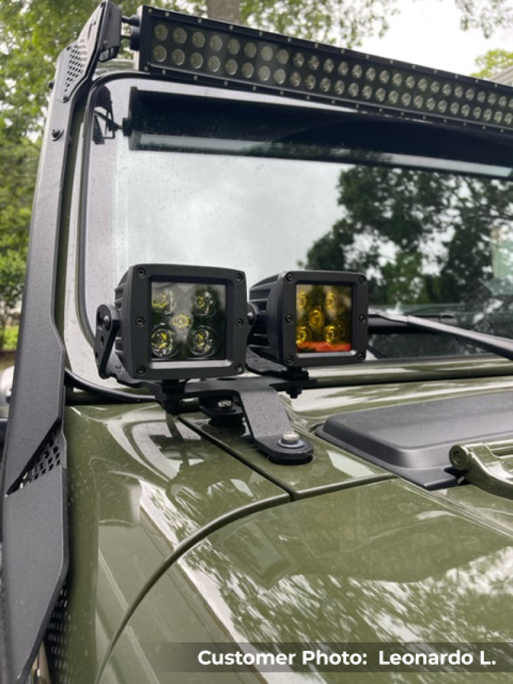 Go Rhino 18-20 Jeep Wrangler JL/JLU/Gladiator JT XE Windshield Light Bar Mount - 50in Single Row - Bull Strap