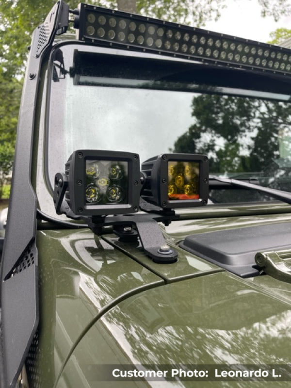 Go Rhino 18-20 Jeep Wrangler JL/JLU/Gladiator JT XE Windshield Light Bar Mount - 50in Single Row - Bull Strap