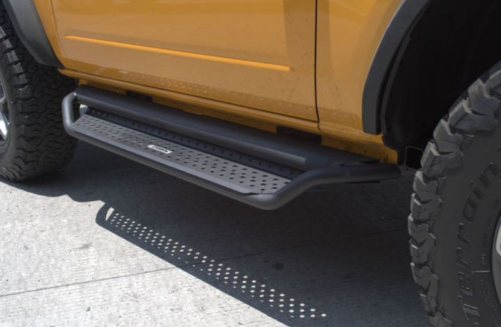 Go Rhino 2021+ Ford Bronco Dominator Extreme D1 Side Steps w/Brackets - Textured Black - Bull Strap