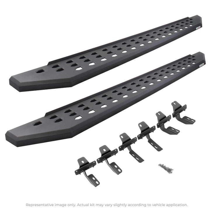 Go Rhino 2022 Toyota Tundra Crew Max 4dr RB20 Kit w/RB20 Running Board + Brkts - Tex. Blk - Bull Strap