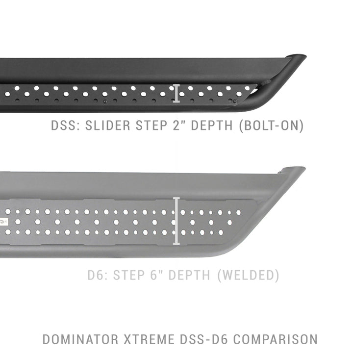 Go Rhino Dominator Extreme DSS Sliders - Tex Blk - 73in - Bull Strap