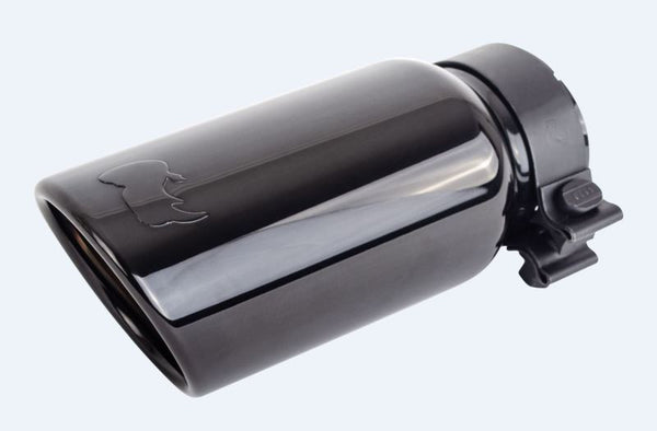 Go Rhino Exhaust Tip - Black Chrome - ID 3in x L 10in x OD 4in - Bull Strap