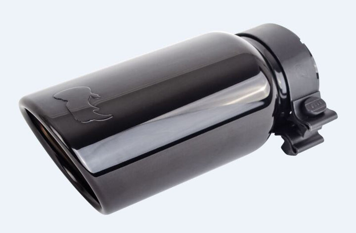Go Rhino Exhaust Tip - Black Chrome - ID 3in x L 10in x OD 4in - Bull Strap