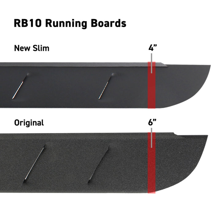 Go Rhino RB10 Slim Running Boards - Universal 87in. - Tex. Blk - Bull Strap