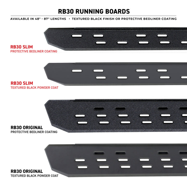 Go Rhino RB30 Running Boards 87in. - Bedliner Coating (Boards ONLY/Req. Mounting Brackets) - Bull Strap