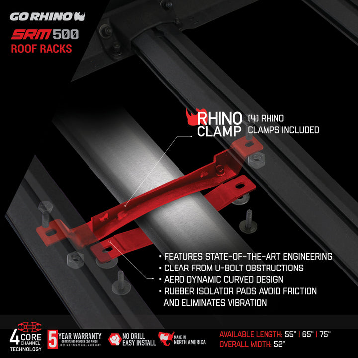 Go Rhino SRM 500 Roof Rack - 65in - Bull Strap
