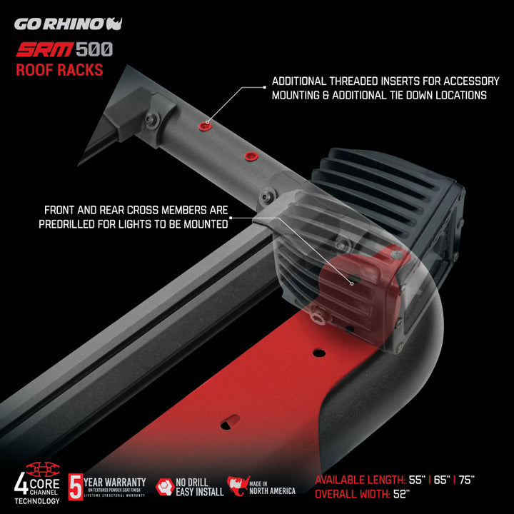 Go Rhino SRM 500 Roof Rack - 65in - Bull Strap