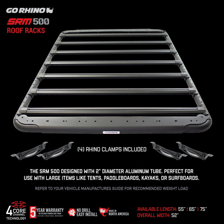 Go Rhino SRM 500 Roof Rack - 65in - Bull Strap