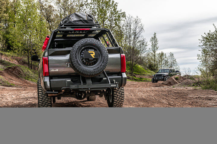 Go Rhino Swing-A-Way Hitch Mounted Tire Carrier (Lic. Plate Lights Not Included) - Textured Black - Bull Strap
