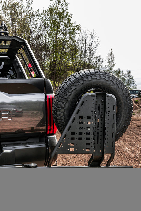 Go Rhino Swing-A-Way Hitch Mounted Tire Carrier (Lic. Plate Lights Not Included) - Textured Black - Bull Strap