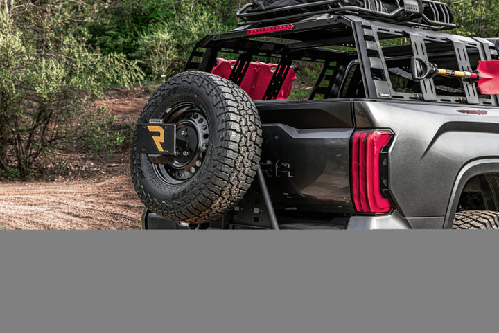 Go Rhino Swing-A-Way Hitch Mounted Tire Carrier (Lic. Plate Lights Not Included) - Textured Black - Bull Strap