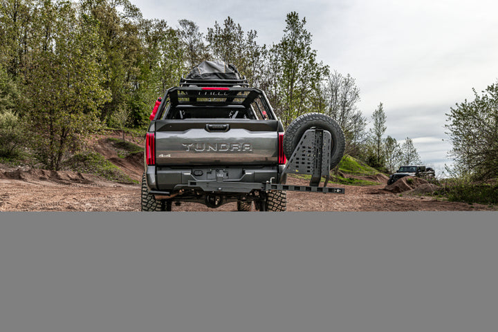 Go Rhino Swing-A-Way Hitch Mounted Tire Carrier (Lic. Plate Lights Not Included) - Textured Black - Bull Strap