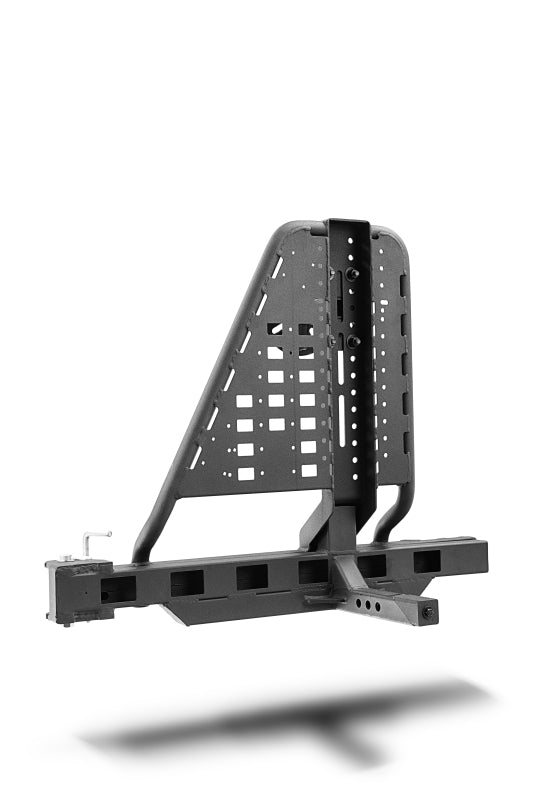 Go Rhino Swing-A-Way Hitch Mounted Tire Carrier (Lic. Plate Lights Not Included) - Textured Black - Bull Strap