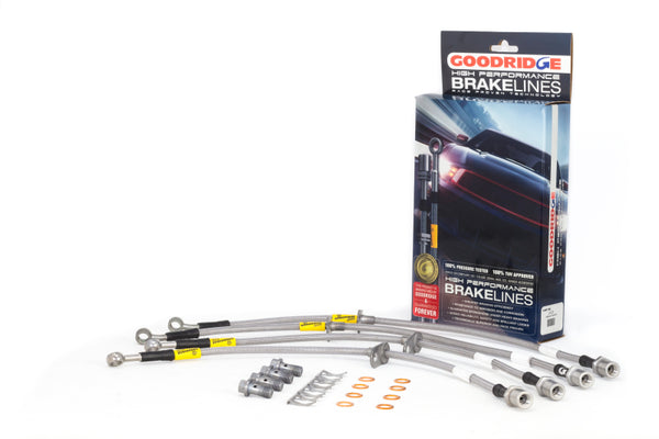 Goodridge 15-16 Subaru STi (w/ Brembo Calipers) Stainless Steel Brake Line Kit - Bull Strap