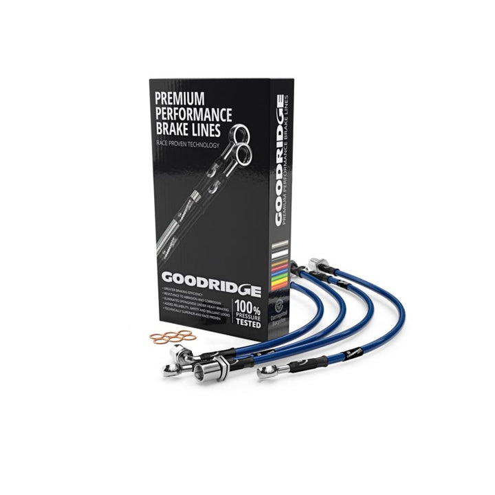 Goodridge 15-18 Ford Focus RS MK3 Phantom Stainless Steel Brake Line Kit - Electric Blue - Bull Strap