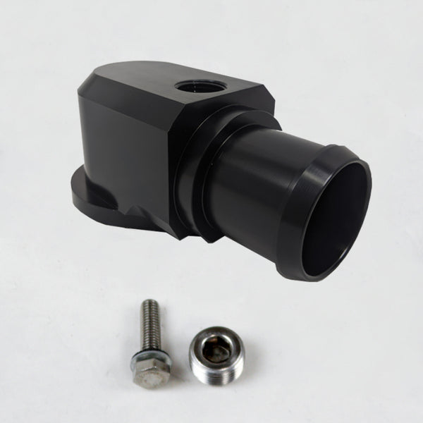 Granatelli 18-19 Jeep Trackhawk Billet Thermostat Housing- Black Powdercoat - Bull Strap