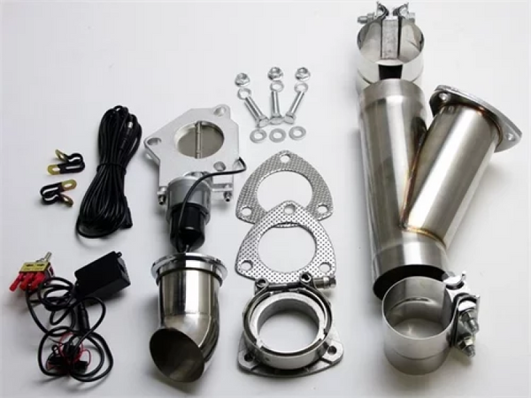 Granatelli 2.25in Aluminized Mild Steel Electronic Exhaust Cutout w/Slip Fit & Band Clamps - Bull Strap