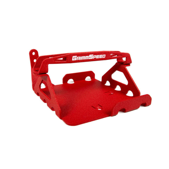 GrimmSpeed 08-14 Subaru WRX STI Lightweight Battery Mount Kit - Red - Bull Strap