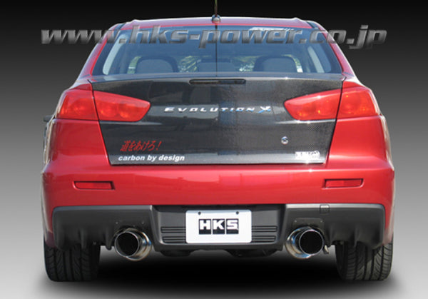 HKS 08-09 Evo 10 Hi-Power Dual Tip Catback Exhaust - Bull Strap