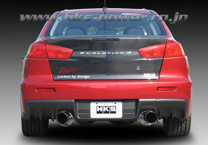 HKS 08-09 Evo 10 Hi-Power Dual Tip Catback Exhaust - Bull Strap