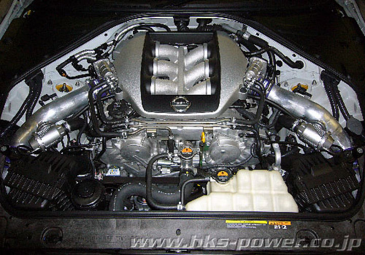 HKS 09-10 GT-R R35 SSQV4 BOV Kit Includes 2 SSQV & Polished Aluminum Pipes - Bull Strap