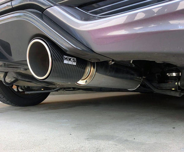 HKS Hi-Power Muffler 2014+ Honda Fit Sport GK5 w/ Carbon Tips - Bull Strap