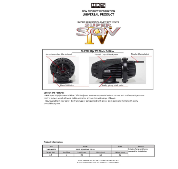 HKS SUPER SQV4 BLACK EDITION UNIVERSAL ASSY - Bull Strap