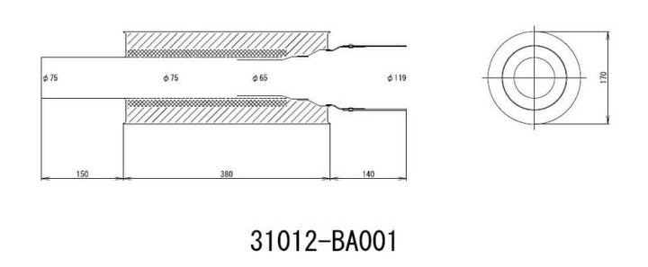 HKS Universal Carbon-Ti Cat-back Exhaust - 170mm Shell/75mm Diameter - Bull Strap