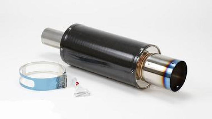 HKS Universal Carbon-Ti Cat-back Exhaust - 170mm Shell/75mm Diameter - Bull Strap
