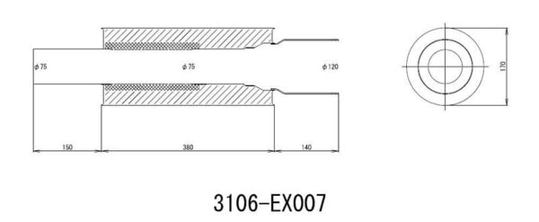 HKS Universal SS Hi-Power Muffler (120mm tip / 75mm piping) (SUS304 NO COATING) - Bull Strap