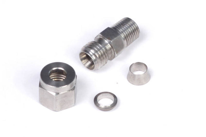Haltech 1/4in Stainless Compression 1/8in NPT Thread Fitting Kit w/Nut & Ferrule - Bull Strap