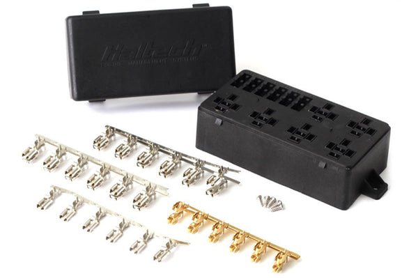Haltech 6 Circuit Haltech Fuse Box w/Lid/Pins - Bull Strap