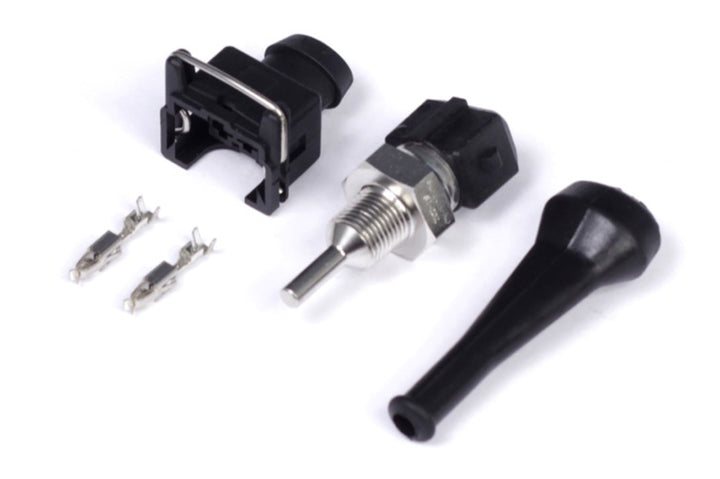 Haltech Oil Temperature Sensor High Range 150 Deg C 1/8 NPT Thread w/Bosch EV1 Plug & Pins - Bull Strap