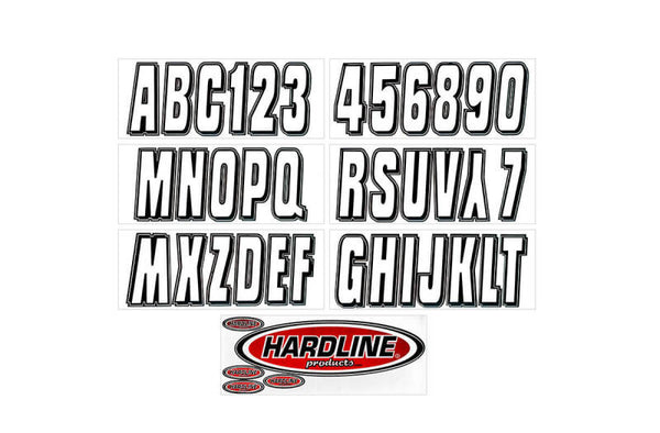 Hardline Boat Lettering Registration Kit 3 in. - 320 Silver/Black - Bull Strap