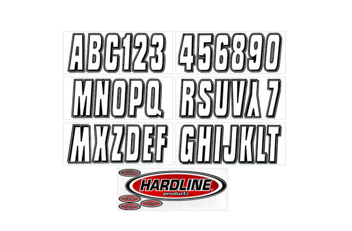 Hardline Boat Lettering Registration Kit 3 in. - 320 Silver/Black - Bull Strap