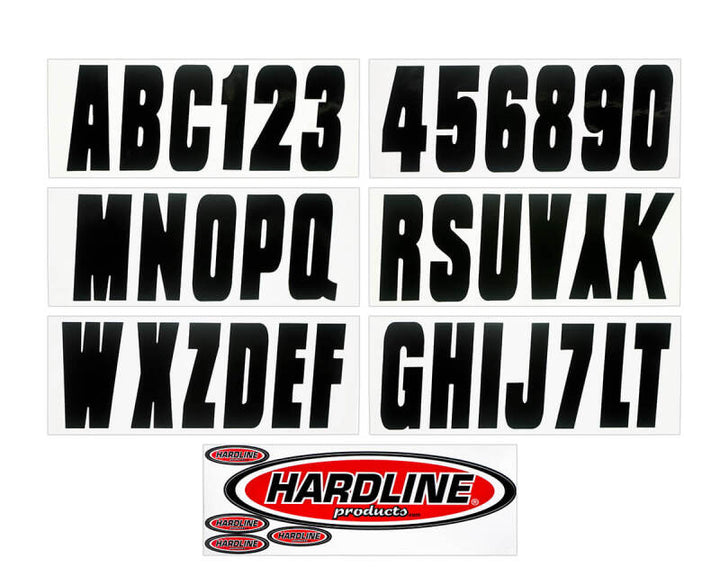 Hardline Boat Lettering Registration Kit 3 in. - 350 Black Solid - Bull Strap