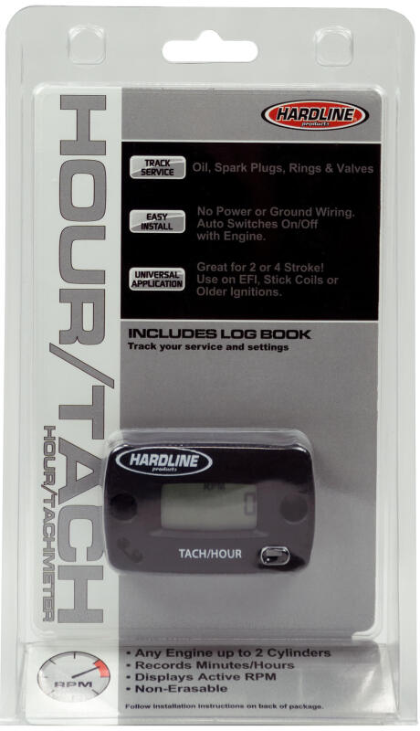 Hardline Hour Tachometer Meter Up To 2 Cylinders - 2/4 Stroke - Bull Strap
