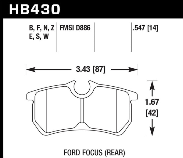 Hawk 00-07 Ford Focus HPS 5.0 Rear Street Brake Pads - Bull Strap
