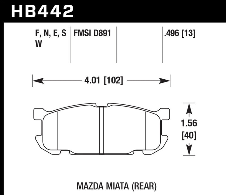 Hawk 01-02 Miata DTC-30 Street Rear Brake Pads - Bull Strap