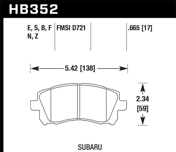 Hawk 02-03 WRX / 98-01 Impreza / 97-02 Legacy 2.5L / 98-02 Forester 2.5L D721 Performance Ceramic St - Bull Strap