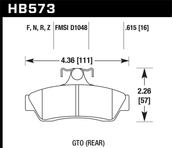 Hawk 04-06 Pontaic GTO HPS 5.0 Rear Brake Pads - Bull Strap