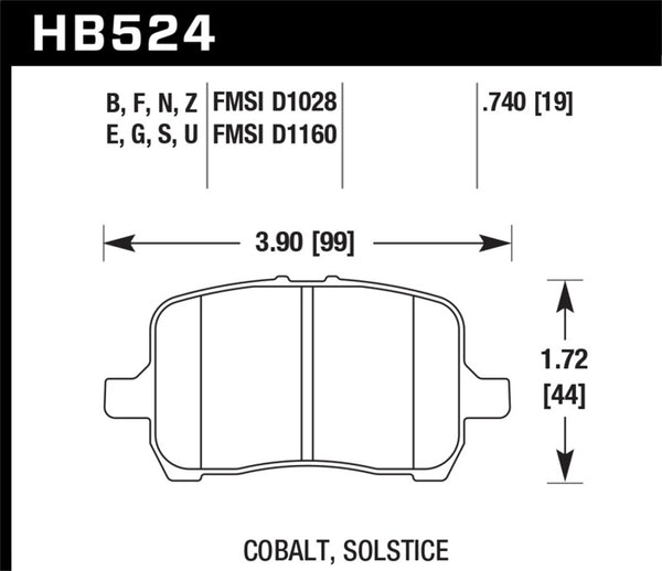 Hawk 05-07 Cobalt SS / 08-09 HHR / 04+ Malibu / 07A+ G5 GT / 06+ G6 / HPS Street Front Brake Pads - Bull Strap