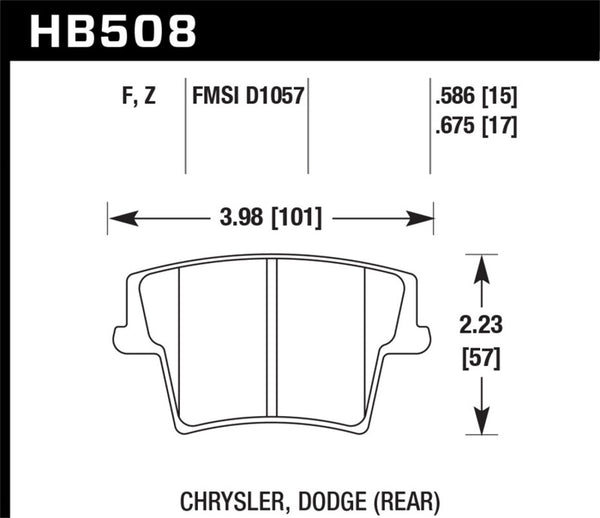 Hawk 05-10 Chrysler 300 (except SRT8) / 08 Dodge Challenger / 09-10 Dodge Challenger SE/RT HPS - Bull Strap