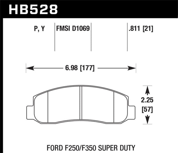 Hawk 05-11 Ford F250/F350 / 2011 Ford F550 SuperDuty Street Front Brake Pads - Bull Strap