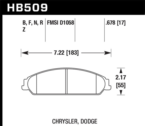 Hawk 05 Chrysler 300C w/ Perf. and HD Suspension HPS Street Front Brake Pads - Bull Strap