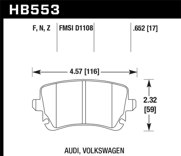 Hawk 06-07 Audi A6 Quattro / 03-04 RS6 / 04-08 S4 HPS Street Rear Brake Pads - Bull Strap